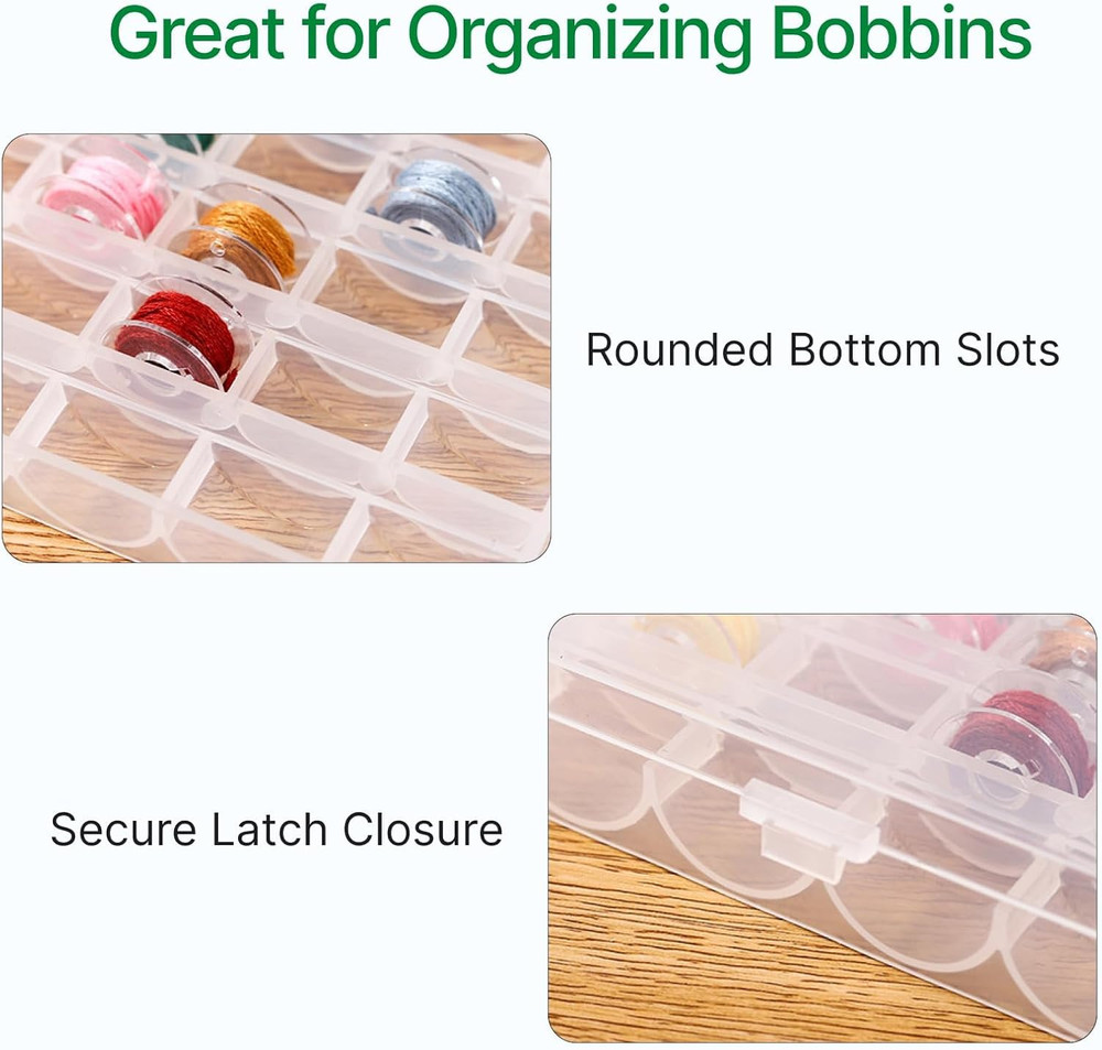 25 Slots Bobbin Organizer, Transparent Plastic Bobbin Case, Empty Spools Box for