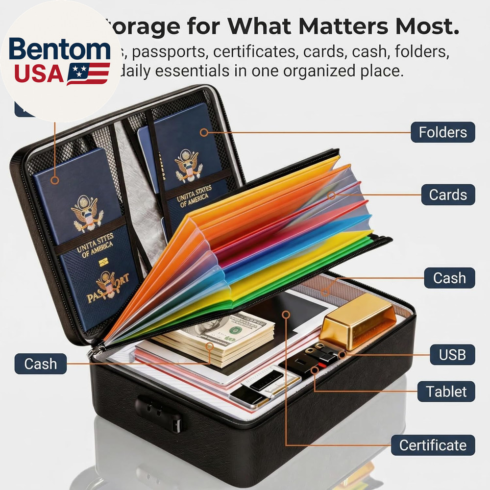 Fireproof Document Box (Soft-Shell) with Lock, 5200°F Fireproof & Water-Resistan