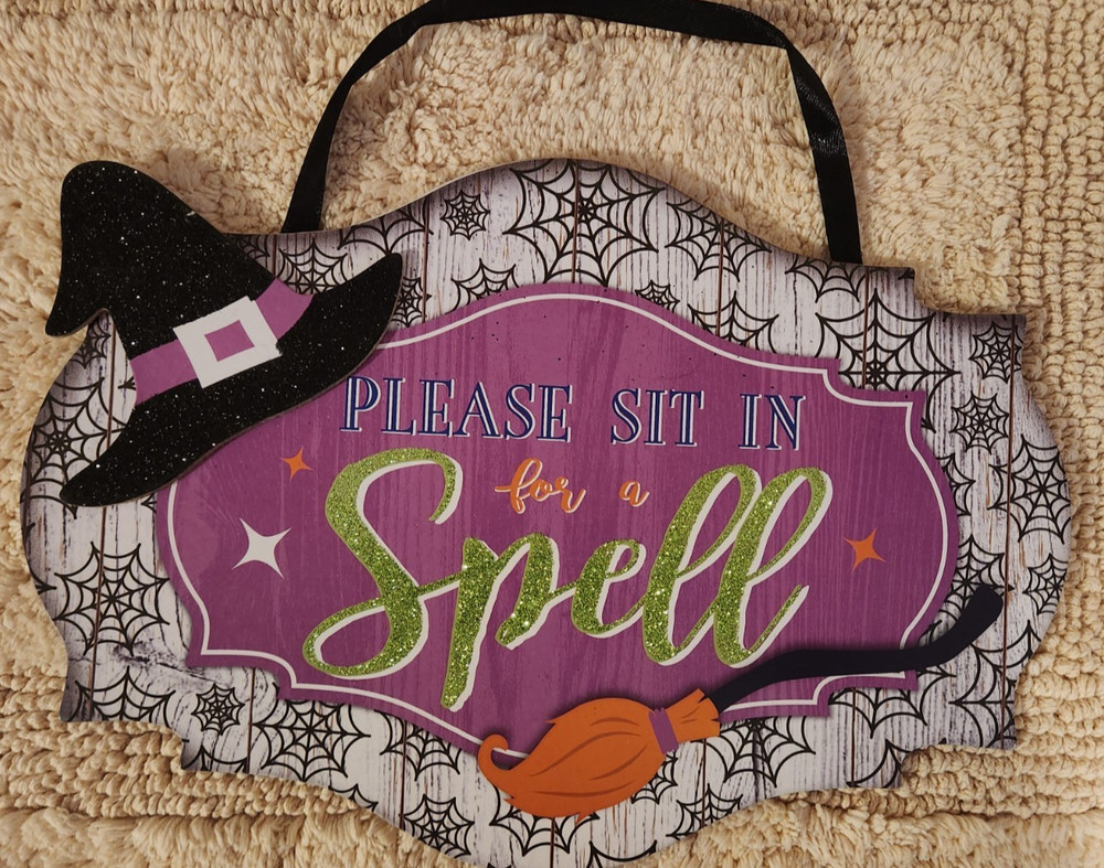 Halloween Hanging Witch Spell Sign