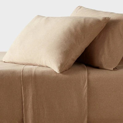 Full Cotton Jersey Sheet Set Brown Heather - Threshold