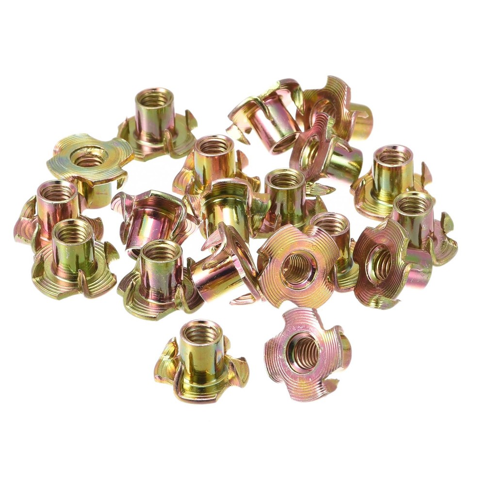 M6x10mm T Nuts 4 Rivets T Nut Carbon Steel Threaded Inserts 24pcs