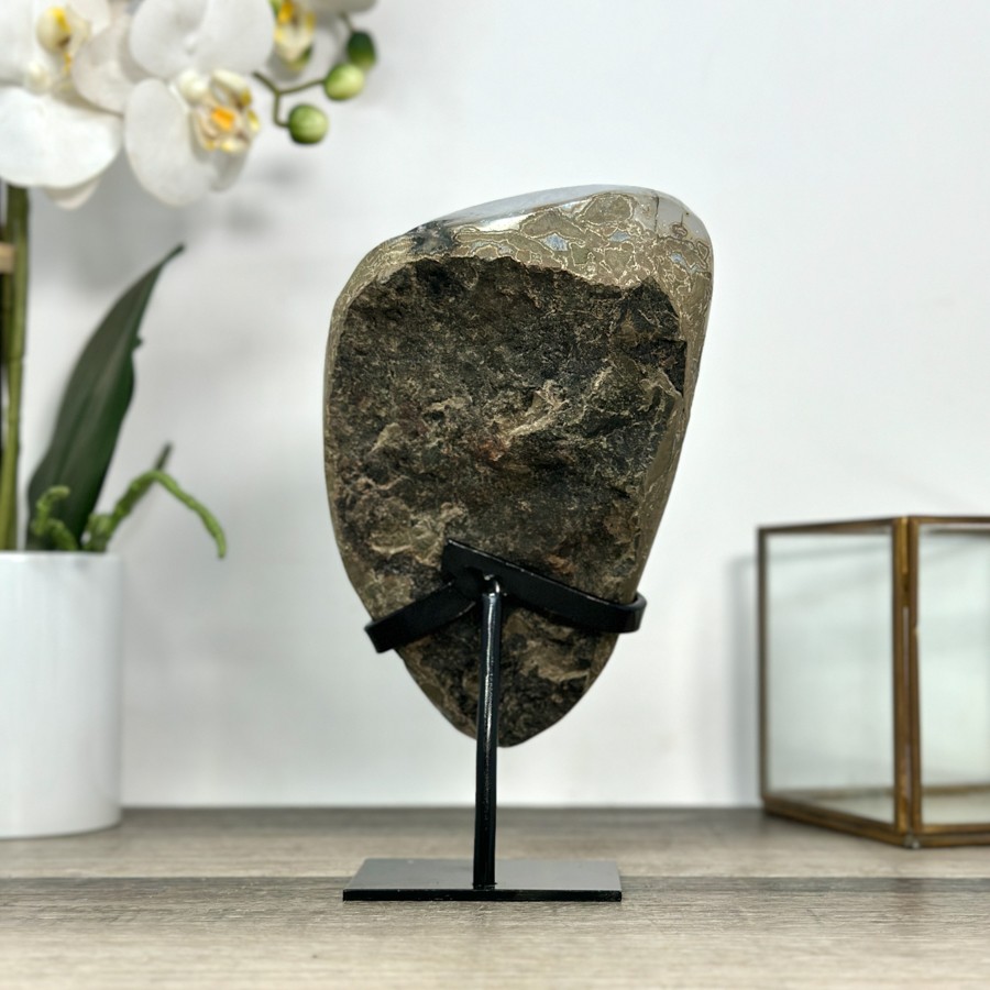 Black Amethyst Geode with Calcite Crystal Specimen. MWS2848