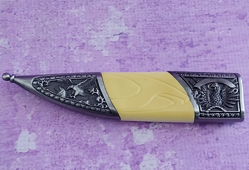 Etched Eagle Bayonet Fixed Blade Knife 6in with Sheath Box Eagle Handle Unique