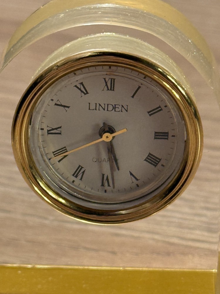 Linden Quartz Crystal Table Clock Gold Tone 2"