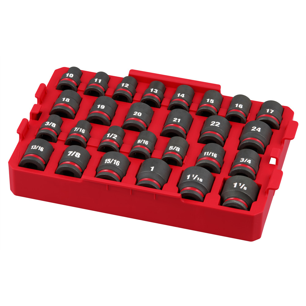Milwaukee Tool SHOCKWAVE Impact Duty Socket 1/2” Dr 27PC SAE TRAY Set