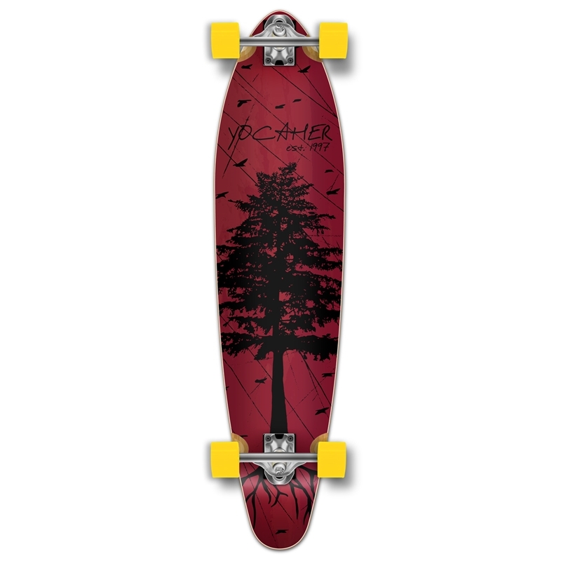 Yocaher Kicktail Longboard Complete - In the Pines : Natural