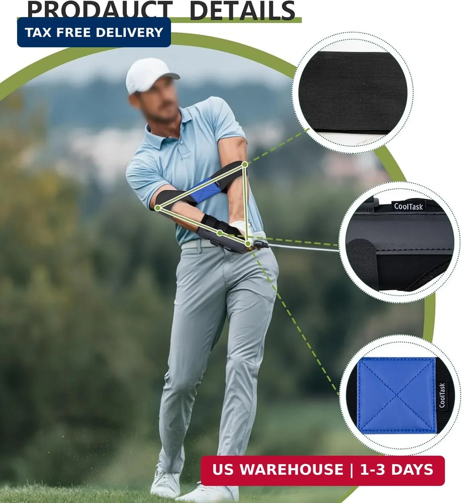 3 Piece Golf Grip Trainer Set, Golf Training Aid with Swing Correction Arm Strap