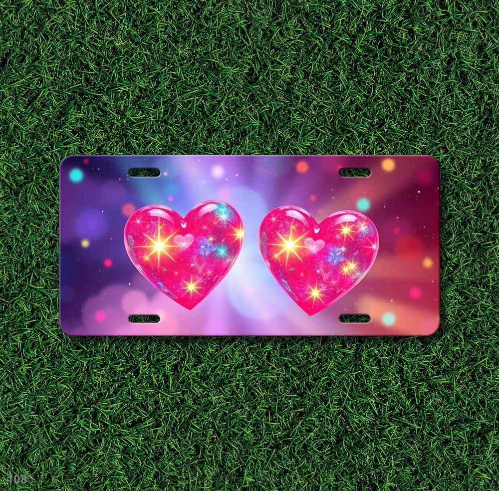 Beautiful Hearts License Plate Optional Text Front Bumper Plate Gift Idea