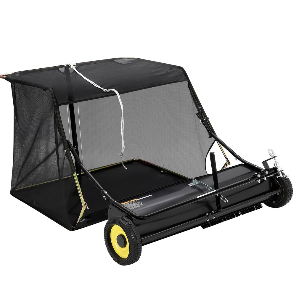 50" Lawn Sweeper Tow Behind,26Cu.Ft.Large Pull Behind Grass Sweeper,Adjustable