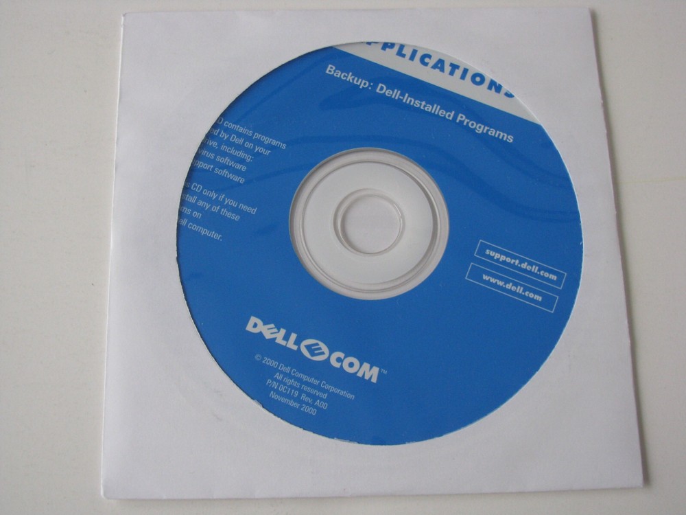 2000 Dell Applications Backup Dell-Installed Programs PC Software CD NO LICENSE