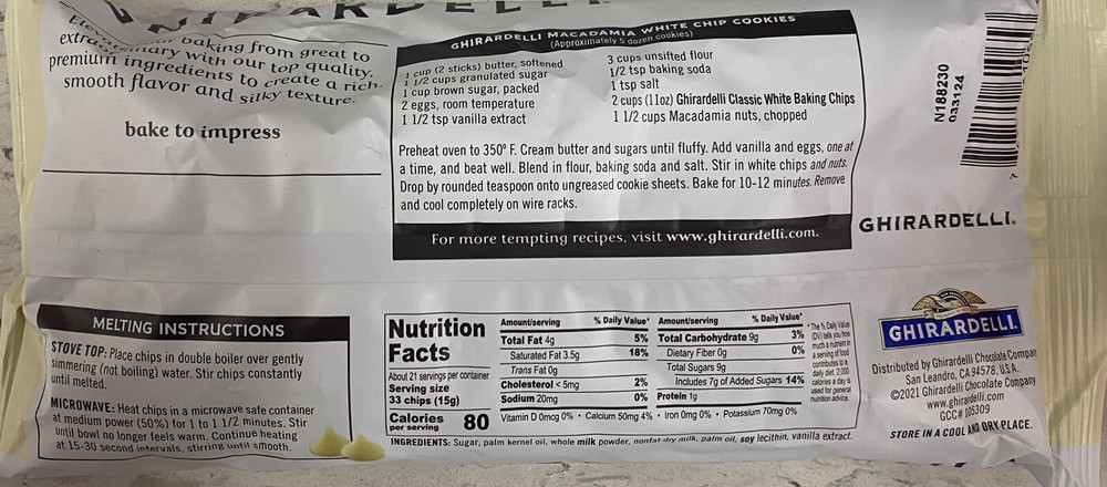 5x GHIRARDELLI CLASSIC WHITE Chocolate Premium Baking Morsels Chips 11 oz 5 PACK
