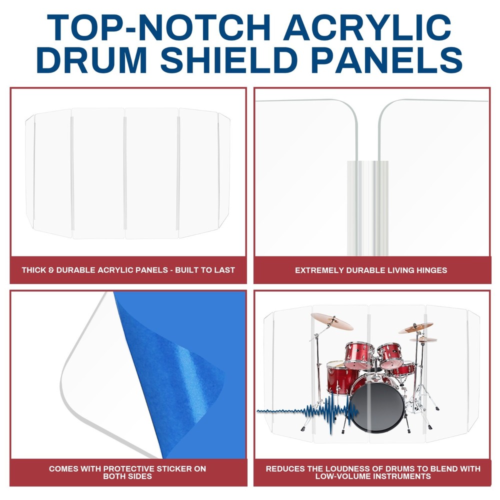 DS5 Drum Shield/Drum Screen/Drum Shield Panels with Full Legth Plastic Hinges
