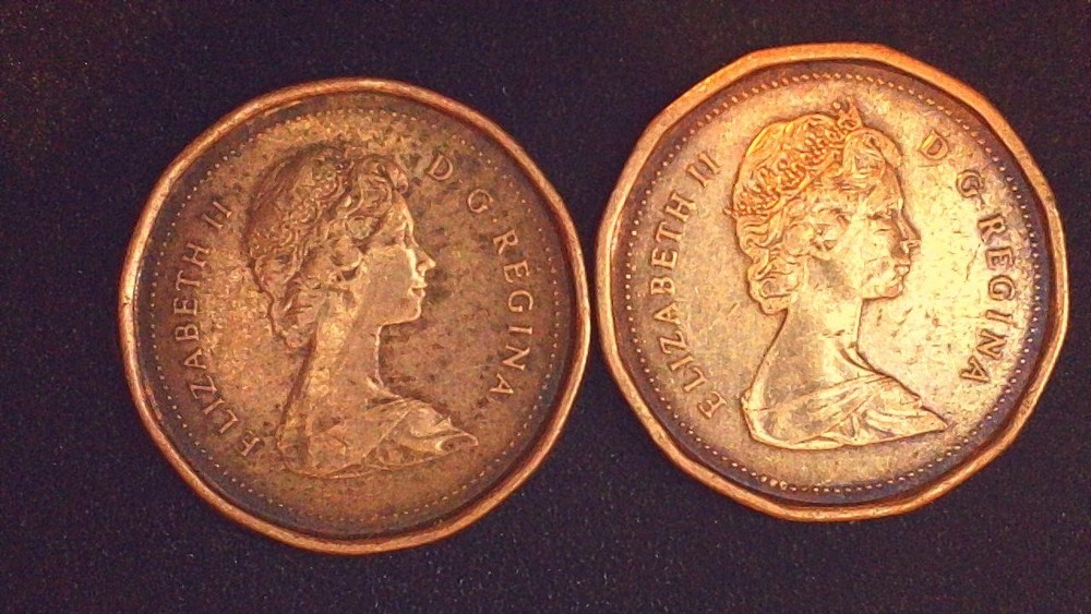 1982 +1987 Canadian One Cent Coins- Nice Condition