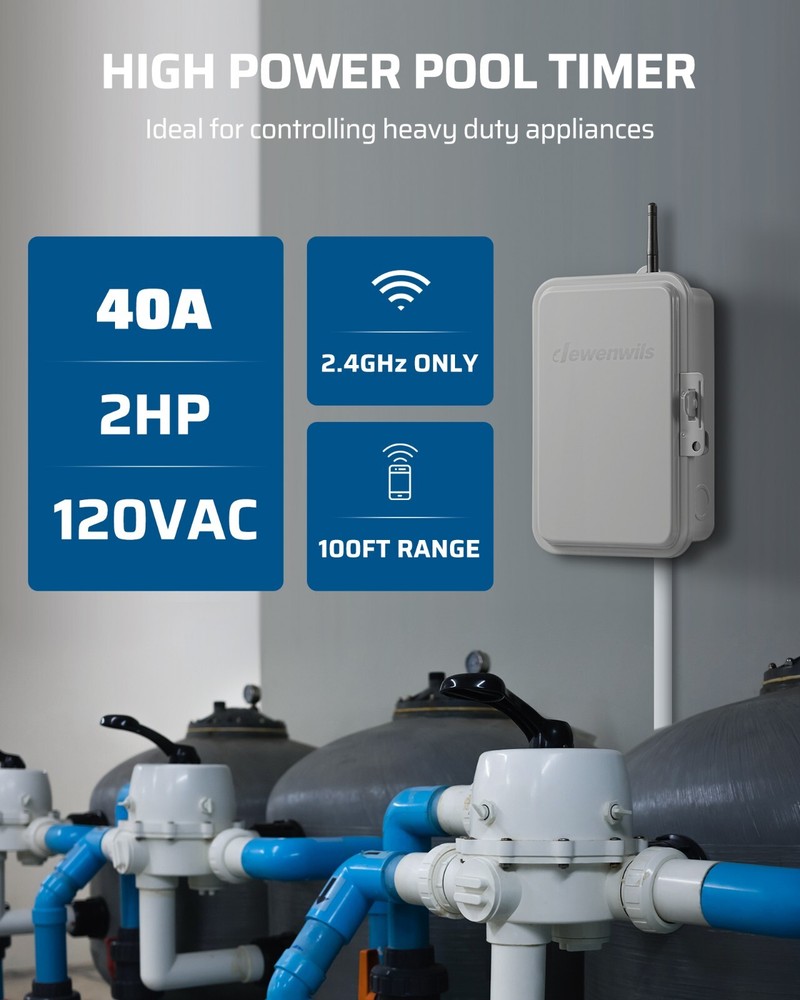 DEWENWILS Pool Pump Timer, Outdoor Smart WiFi Box Wireless Controller Timer