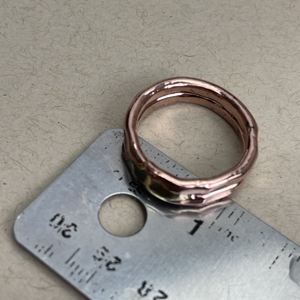 Copper Ring Large, Unique Hand Brazed And Hammered Size 11 3/4