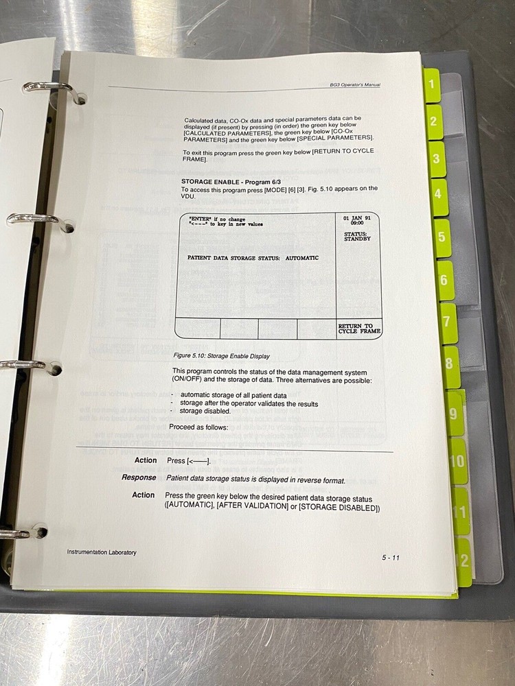 Instrumentation Lab IL 1420 BG3 Analyzer - Users Guide / Instruction Book