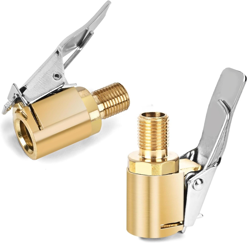 2 Pack Brass Locking Tire Air Chuck Inflator Hose Adapter with Tire Valve Thread