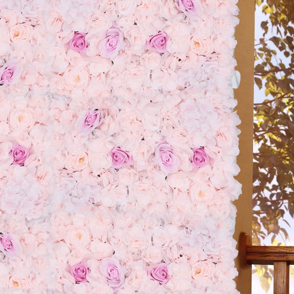 4Pcs Artificial Flower Wall Panel Backdrop Wedding Party Background Venue Decor