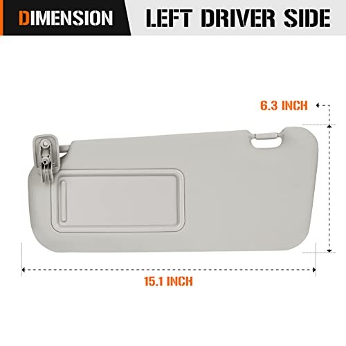 Sun Visor for 2010-2013 Mazda 3 Driver Side Gray Sunvisor Replacement BBM2 Left