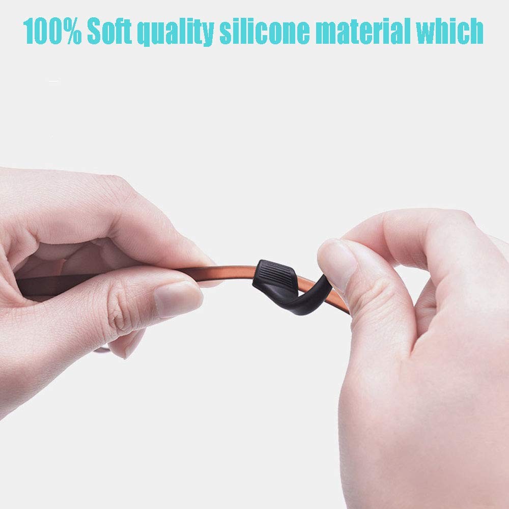 HKIDEE Eyeglass Ear Grip, Anti - Slip Comfortable Silicone Small, Black