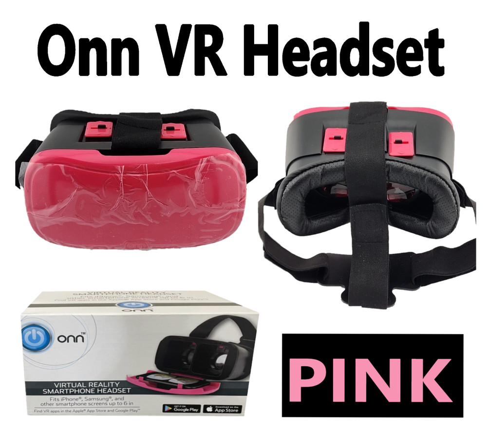 ONN VR Headset Virtual Reality Goggles for Smartphone iPhone Android Pink NEW
