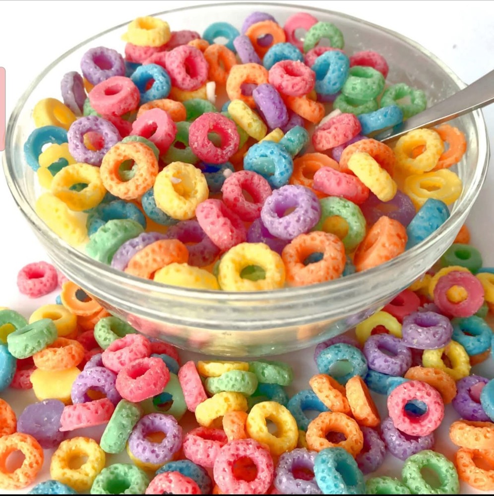 "Fruit Loops" Scented Cereal Bowl with Spoon Candle. Non Toxic