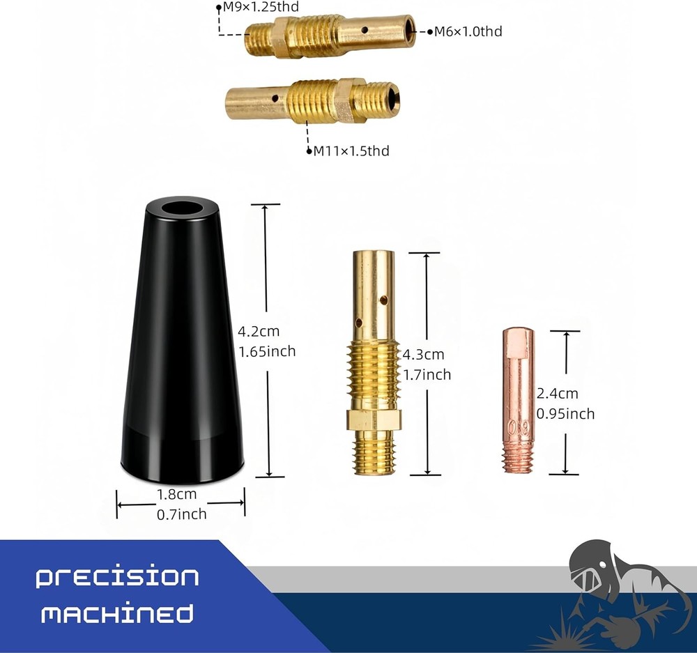 24PCS Flux Core Gasless Nozzle Welding Kit 0.030" Accessory