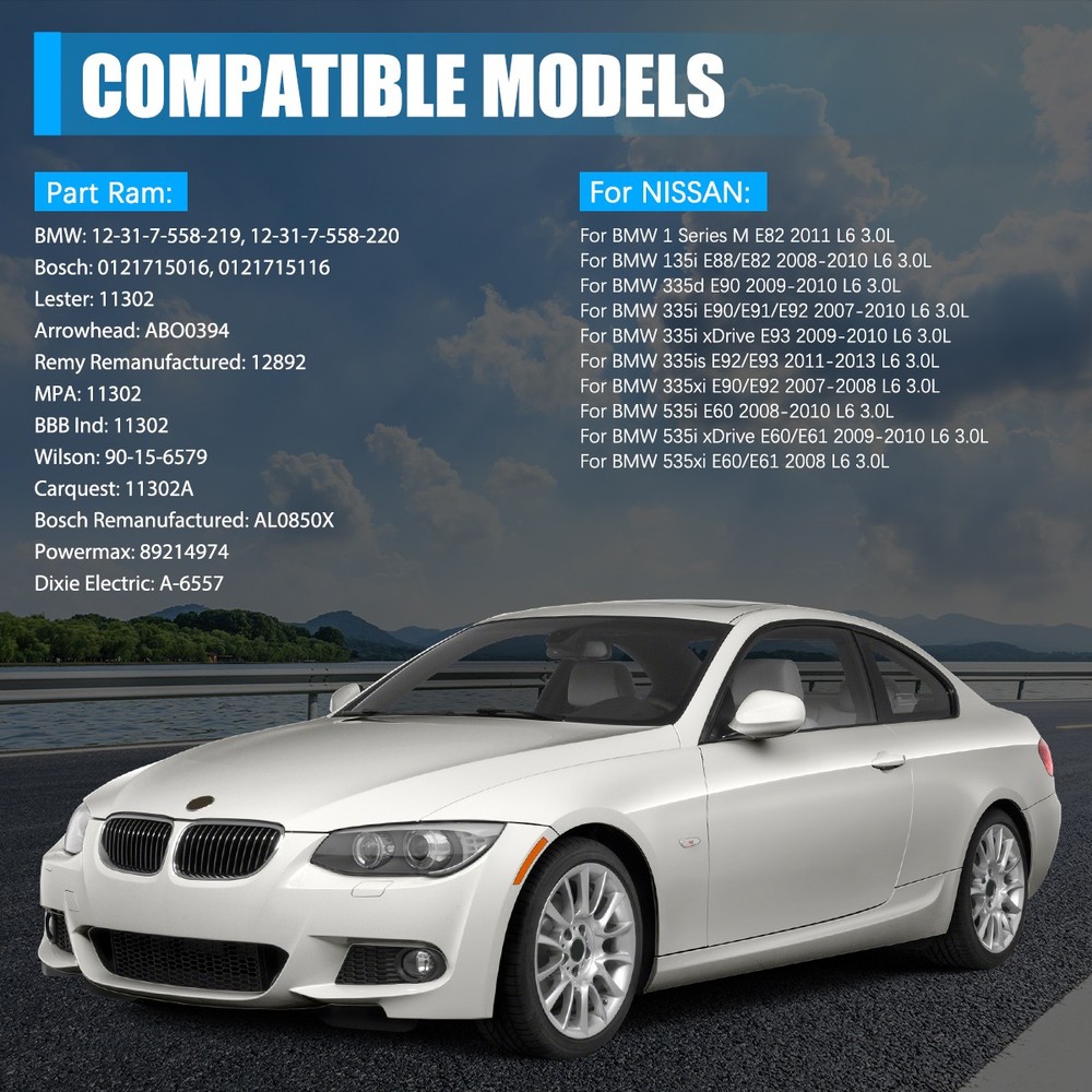 Alternator 11302 for BMW E82 E88 E90 E91 E92 E93 E60 E61 3.0L 2008 2009 2010