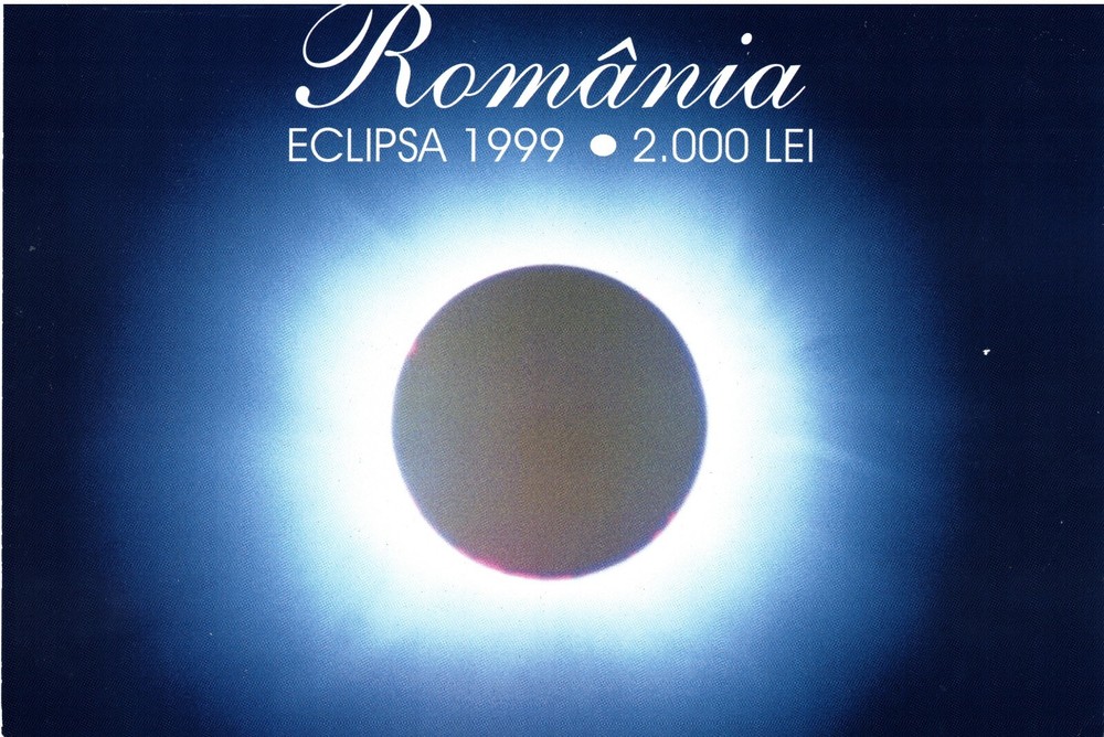 1999 Romania 2000 Lei Polymer Banknote P111b Solar Eclipse Polymer Folder