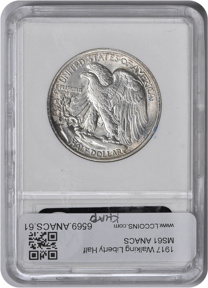 1917 Walking Liberty Silver Half Dollar MS61 ANACS
