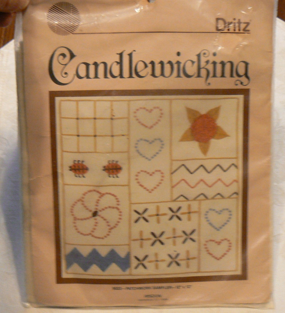 NEW! Dritz, Candlewicking #9022 Patchwork Sampler 12"x12" Complete Kit NEW S/S
