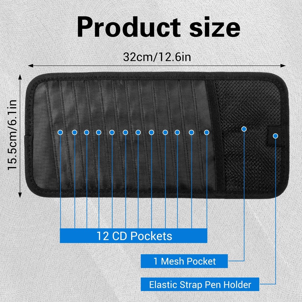 CD Visor Holder for Car, Visor CD Holder Organizer Large Capacity CD Visor Case