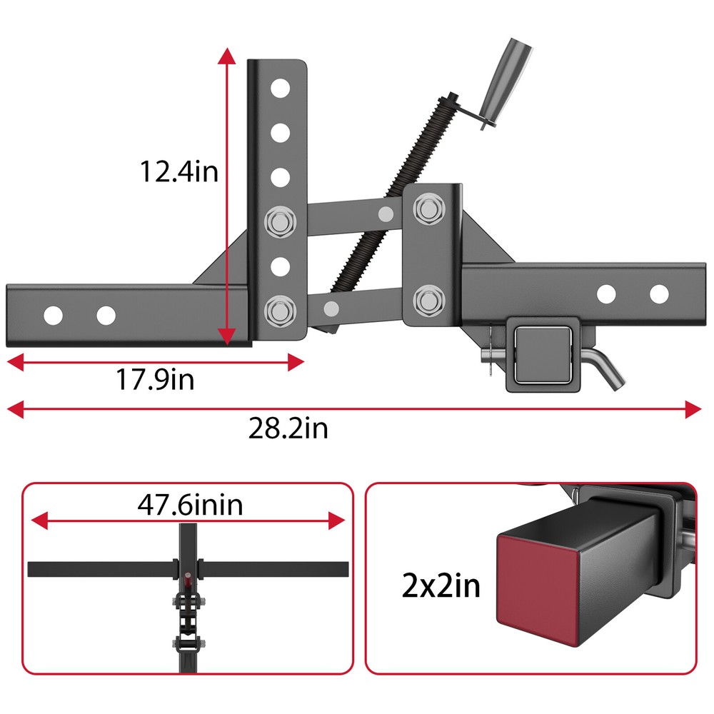 48" Manual Quick Implement Lift 1-Point Lift System for ATV/UTV with 2" Receiver