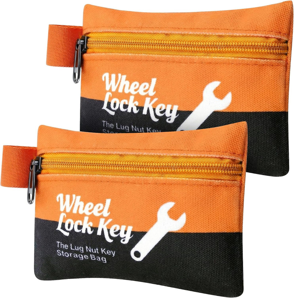 2Pack Wheel Key Lock Storage Pouch, Canvas Wheel Lock Key Storage Bag with Zippe
