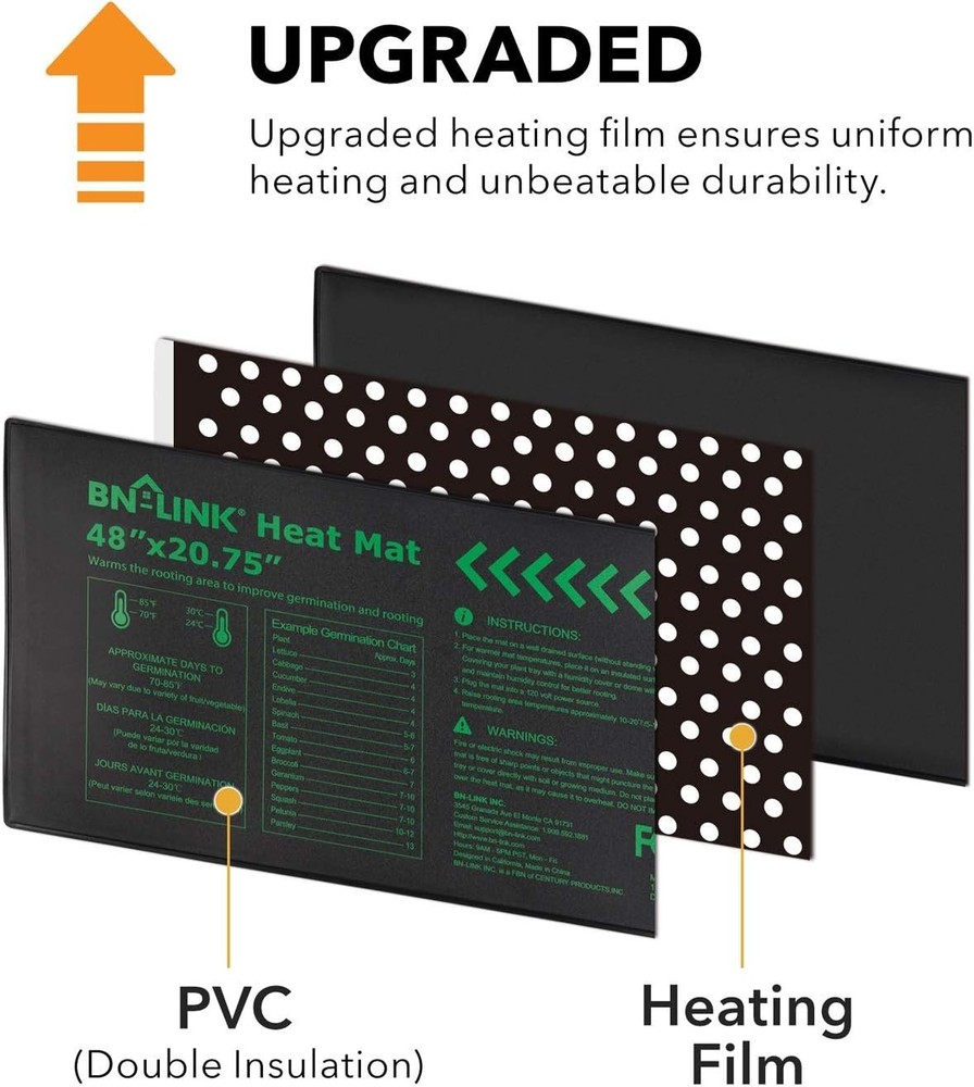 48" x 20.75" Hydroponic Heating Pad with Waterproof Design & Digital Control