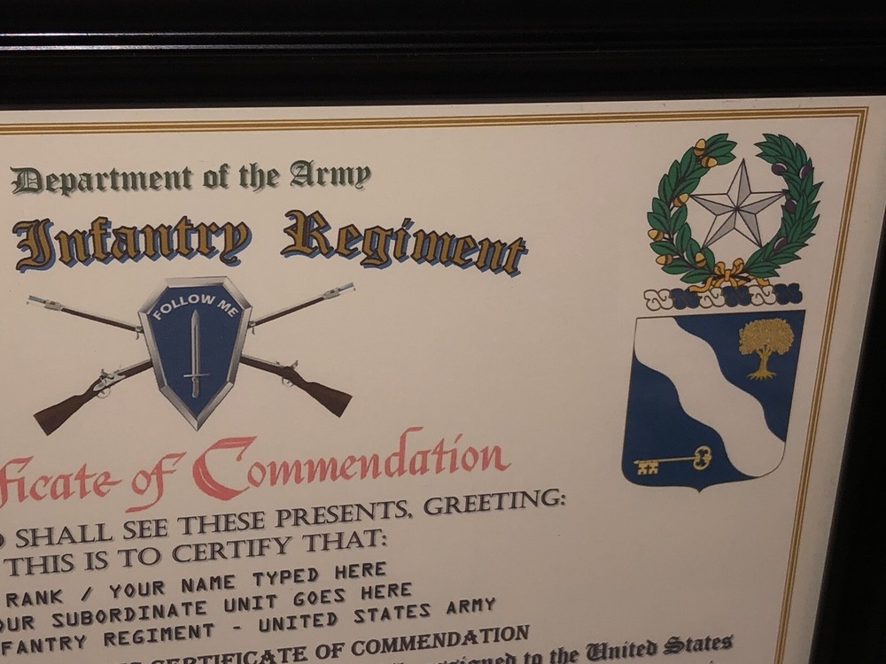 143RD INFANTRY REGIMENT / COMMEMORATIVE - CERTIFICATE OF COMMENDATION