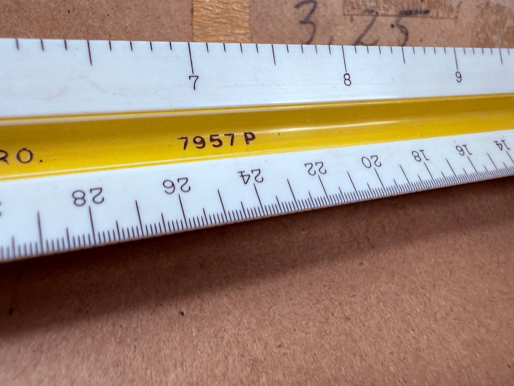 Vintage Arthur Brown 7957P Triangular Drafting Scale Ruler Engineering Scale 12”