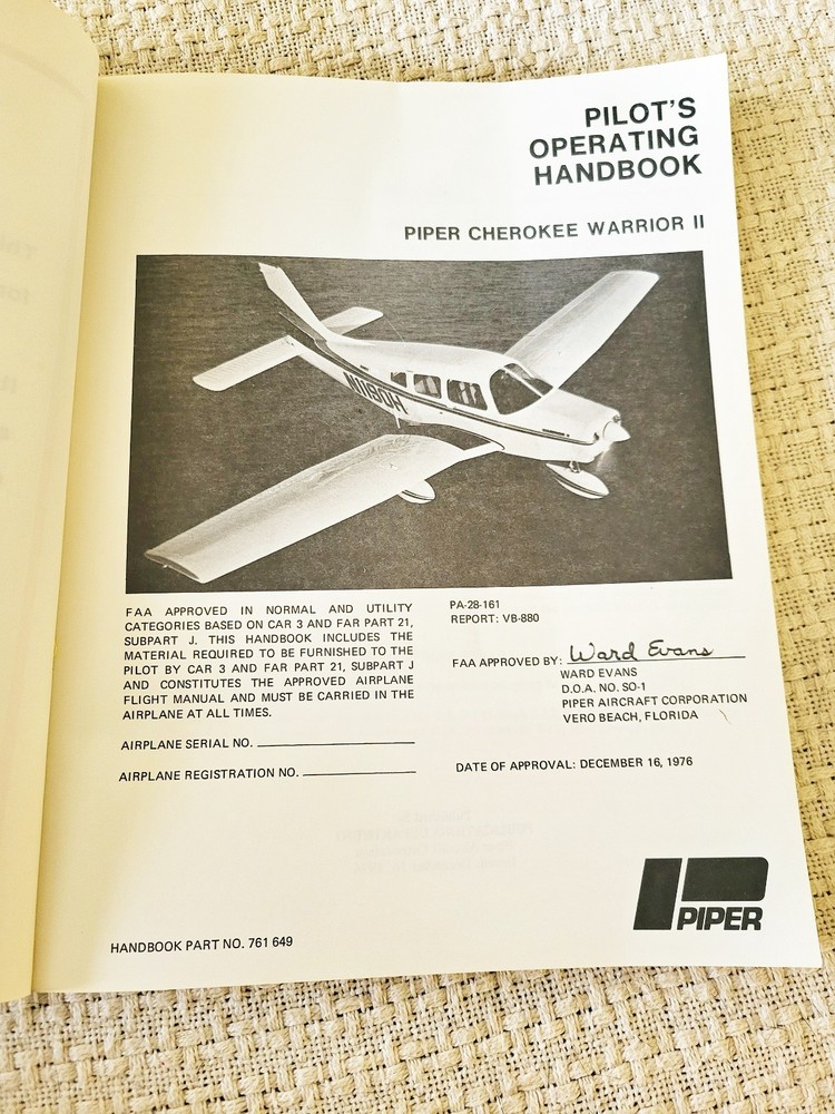 Piper Cherokee Warrior II Information Manual 1976