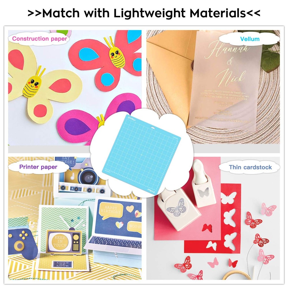 Light Grip Cutting Mat, 6 Pack Cutting Mat 12x12 Compatible with Cricut Maker...