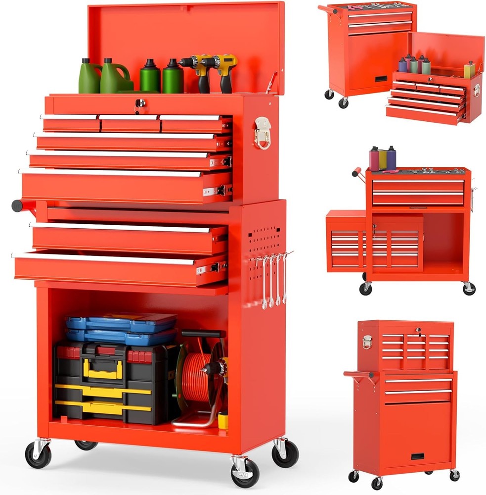 On Shine 8 Drawer Rolling Tool Chest, Large Capacity Rolling Tool Box with Wheel