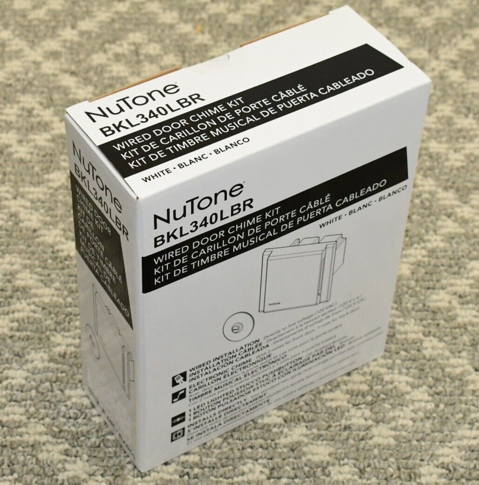 Nutone BKL340LBR Line Voltage Wired Doorbell w/ Pushbutton, Chime Kit - WHITE