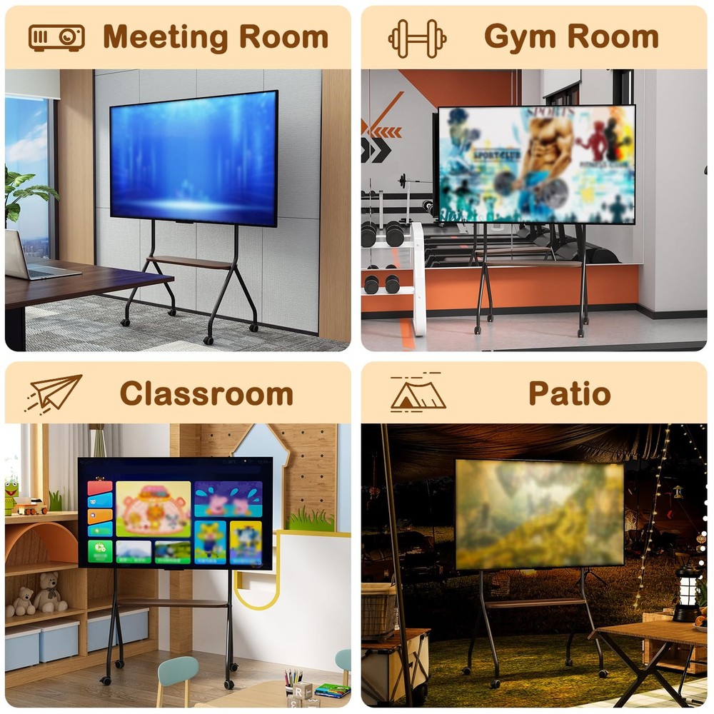 Rolling TV Stand for 49-75 Inch LCD LED OLED Flat/Curved Panel Screen TVs, Mo...