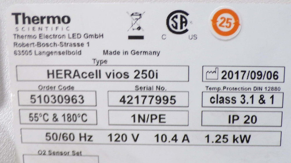 Thermo HERAcell vios 250i CO2 Incubator Dual Stack, Copper *used working*