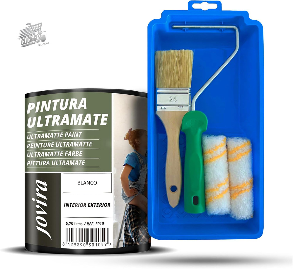 Ultramate White Exterior/Interior Paint + Mini Spot, 2 Mini Anti-Drip Rollers, A