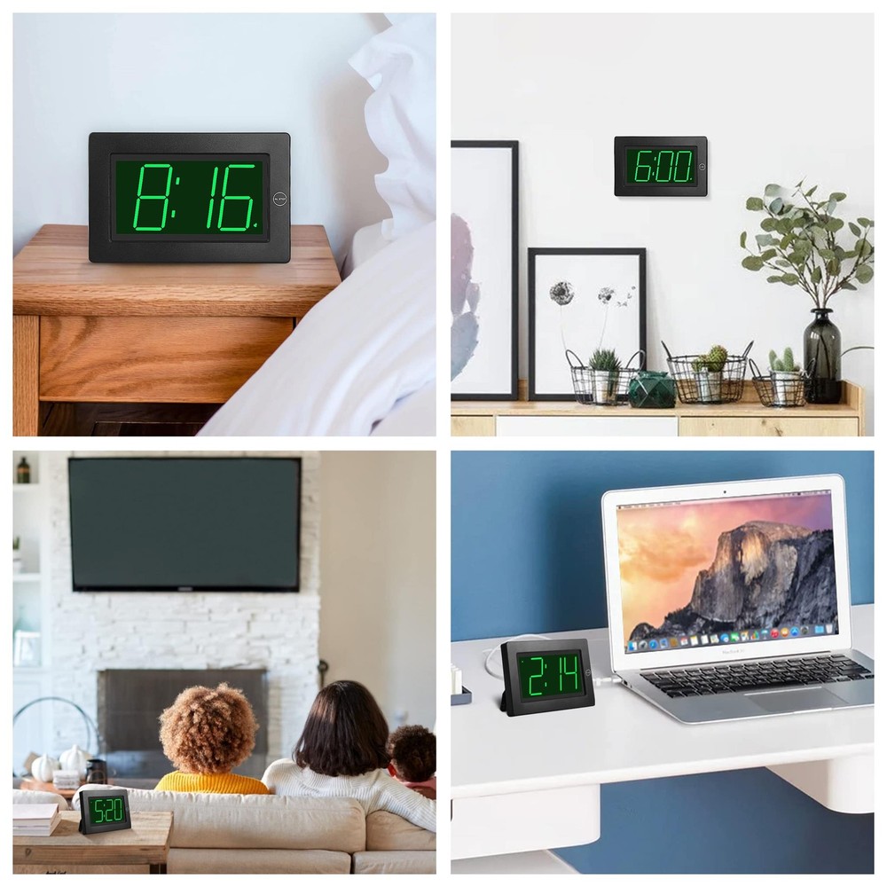KWANWA Alarm Clock, Wall Clock, Digital Clock, 3" LED Digit Display, Battery Ope
