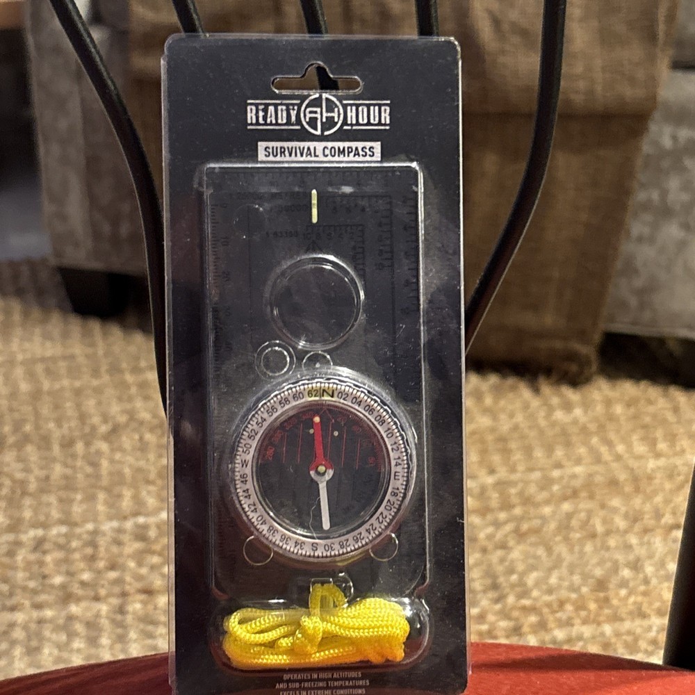 Ready Hour Survival Compass Outdoor Use Navigation Tool Environmental Magnify.