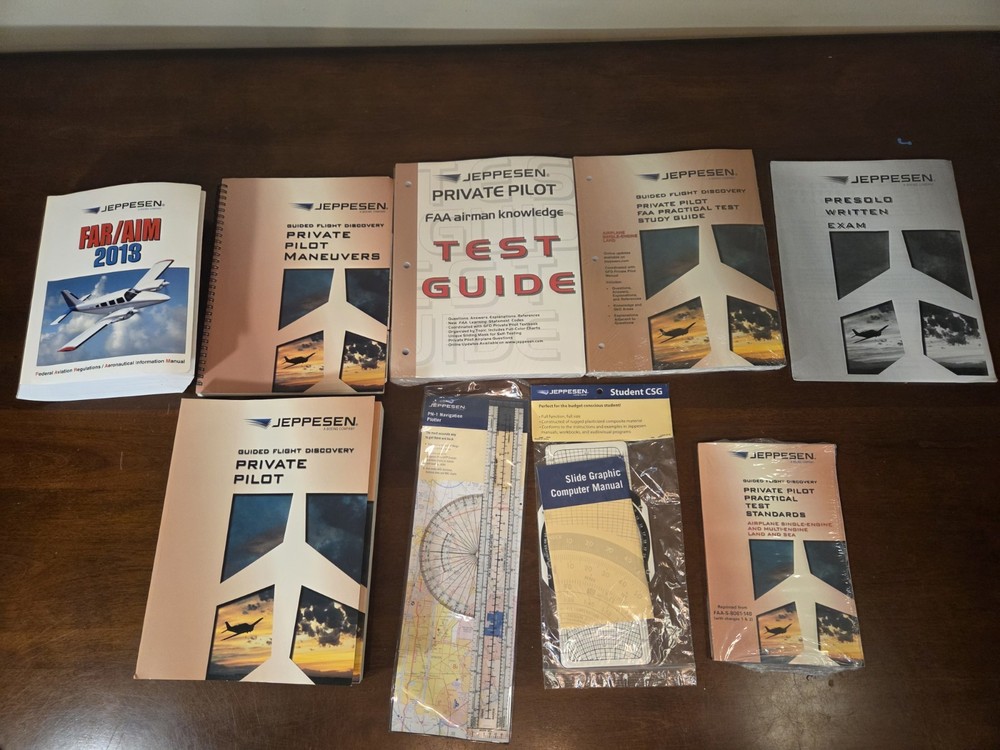 ​Jeppesen Guided Flight Discovery Private Pilot Kit Flight Bag E6B Plotter NOS