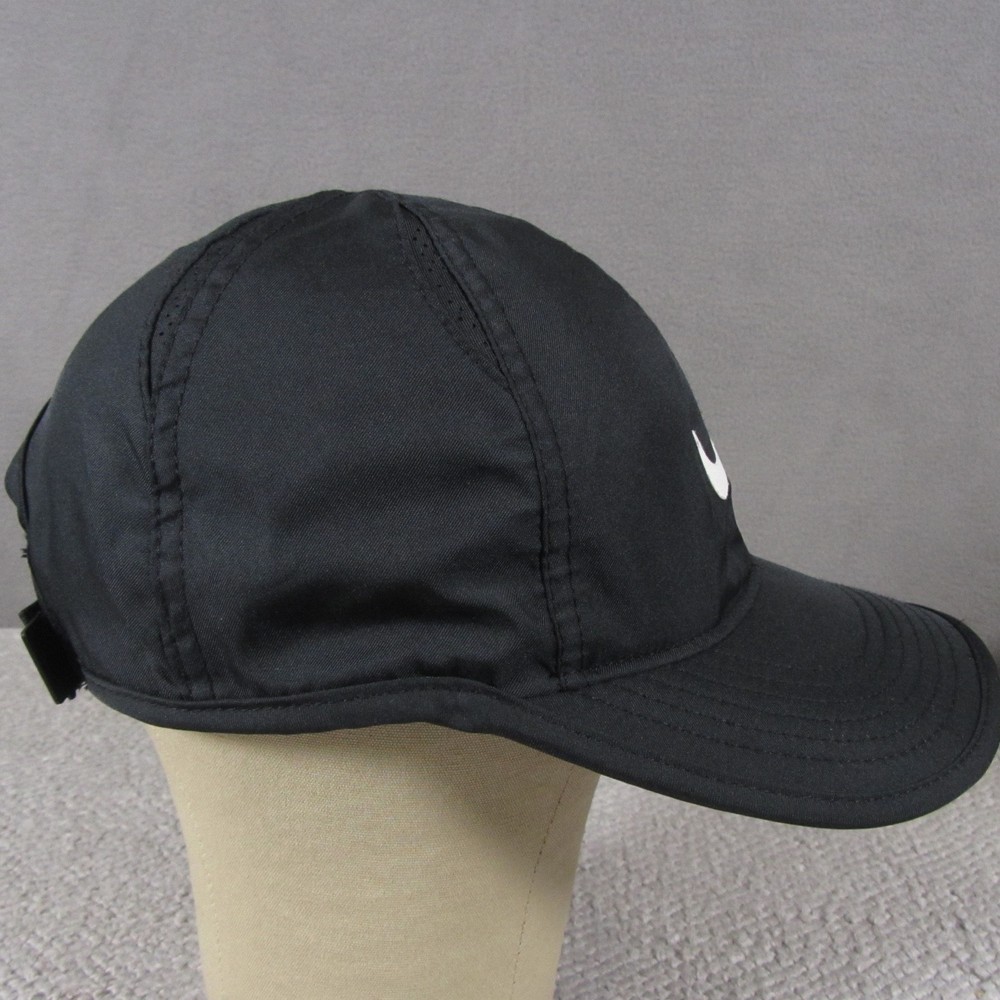 Nike FeatherLight Dri Fit Hat Adjustable Strap Performance Black Running Jugging