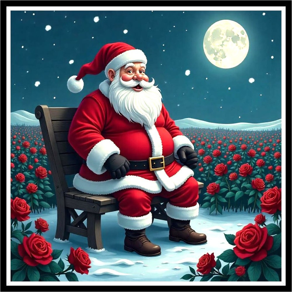 30 Custom Santa & Moonlit Roses Personalized Address Labels