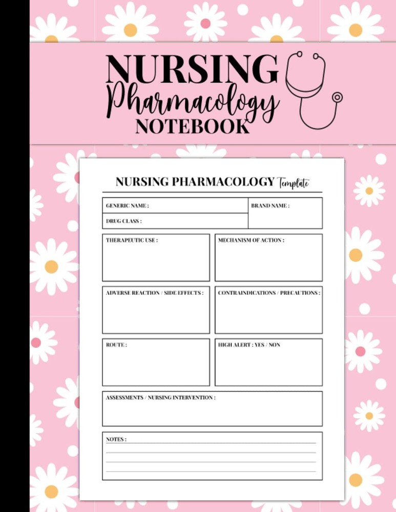 Nursing Pharmacology Notebook: Pharmacology Study Template Notebook for Nursing